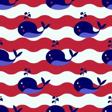 Cute whales pattern Stock Illustration