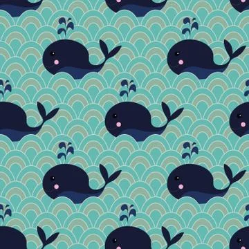 Cute whales pattern Stock Illustration