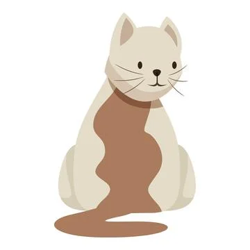 Cute white and brown cat sitting calmly, a delightful illustration Stock Illustration
