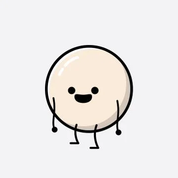 Cute White Ball Mascot Vector Character in Flat Design Style Stock Illustration