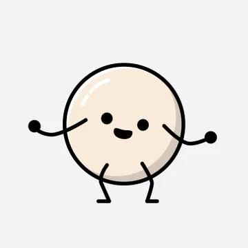 Cute White Ball Mascot Vector Character in Flat Design Style Stock Illustration
