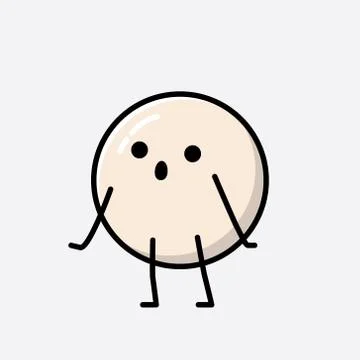 Cute White Ball Mascot Vector Character in Flat Design Style Stock Illustration