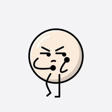 Cute White Ball Mascot Vector Character in Flat Design Style Stock Illustration