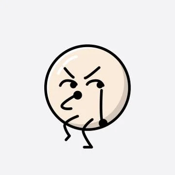 Cute White Ball Mascot Vector Character in Flat Design Style Stock Illustration