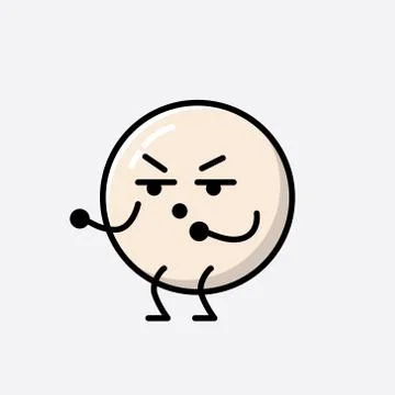 Cute White Ball Mascot Vector Character in Flat Design Style Stock Illustration