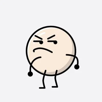 Cute White Ball Mascot Vector Character in Flat Design Style Stock Illustration