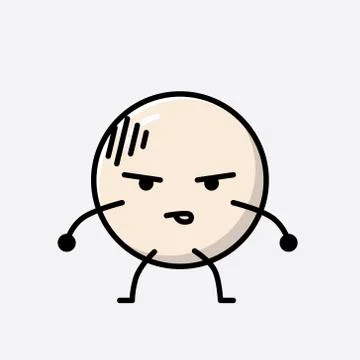 Cute White Ball Mascot Vector Character in Flat Design Style Stock Illustration