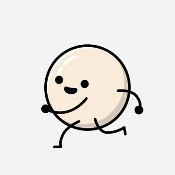 Cute White Ball Mascot Vector Character in Flat Design Style Stock Illustration