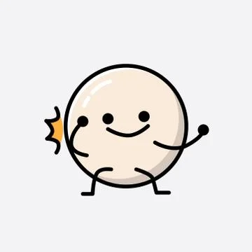 Cute White Ball Mascot Vector Character in Flat Design Style Stock Illustration