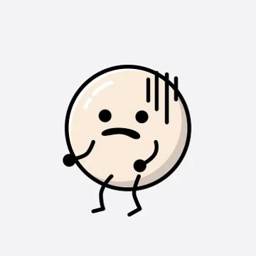 Cute White Ball Mascot Vector Character in Flat Design Style Stock Illustration
