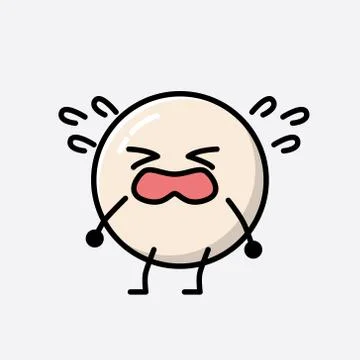 Cute White Ball Mascot Vector Character in Flat Design Style Stock Illustration