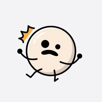Cute White Ball Mascot Vector Character in Flat Design Style Stock Illustration