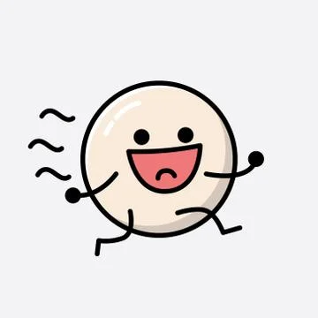 Cute White Ball Mascot Vector Character in Flat Design Style Stock Illustration
