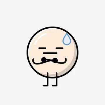 Cute White Ball Mascot Vector Character in Flat Design Style Stock Illustration