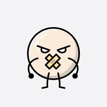 Cute White Ball Mascot Vector Character in Flat Design Style Stock Illustration