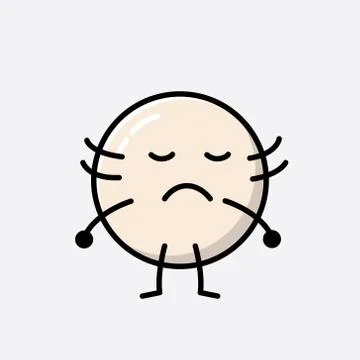 Cute White Ball Mascot Vector Character in Flat Design Style Stock Illustration