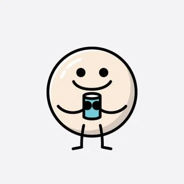 Cute White Ball Mascot Vector Character in Flat Design Style Stock Illustration