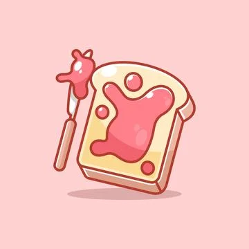 Cute white bread with strawberry jam Illustrazione stock