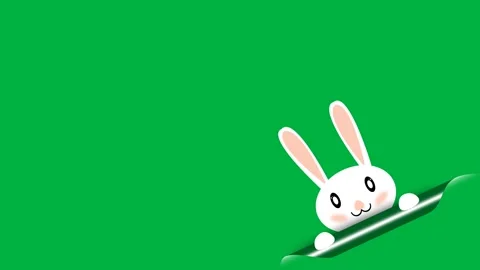 Cute white bunny looking animation on green screen Stock Footage 266787636