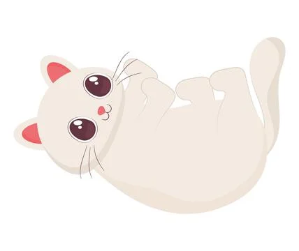 Cute white cat Stock Illustration