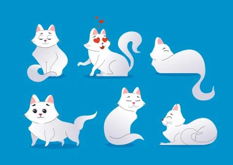 Cute white cat - modern vector cartoon characters illustration Stock Illustration