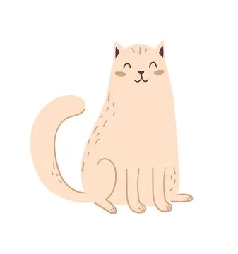 The cute white cat is sitting Stock Illustration