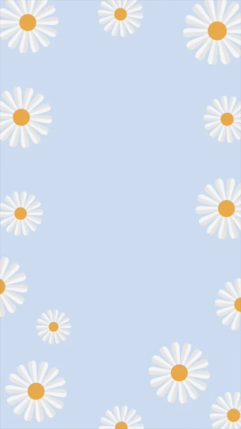 Cute white daisy flowers frame background with copy space on pastel blue. Stock Footage 332259469