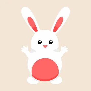 Cute White Easter Bunny Illustration Graphic Stock Illustration