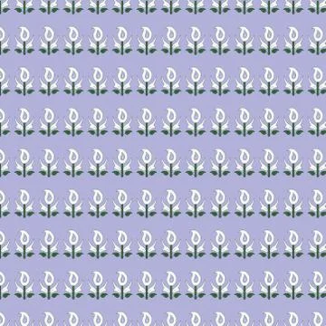 Cute white floral seamless pattern on blue backdrop. beautiful illustration. Stock Illustration