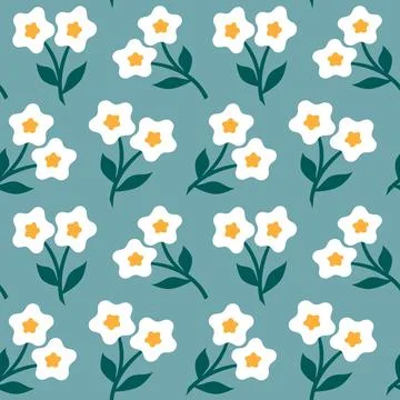 Cute white flowers seamless vector pattern 스톡 일러스트