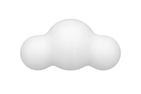 Cute white fluffy cloud atmosphere balloon circle fog realistic 3d icon vec.. Stock Illustration