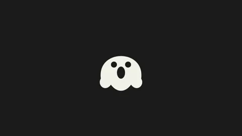 Cute white ghost character floating with expressive eyes and mouth Stock Footage 341845810