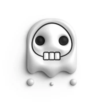 Cute white ghost halloween 3d illustration Stock Illustration