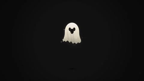Cute white ghost with Mickey Mouse ears isolated on transparent background Stock Footage 341845839
