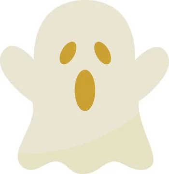 Cute white ghost spooky character illustration Иллюстрация