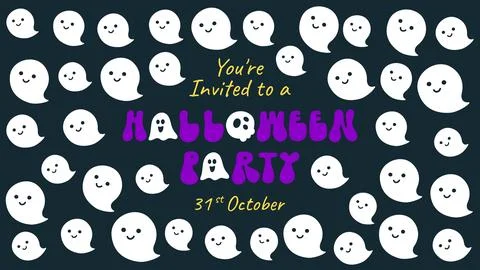 Cute White Ghosts Pattern Halloween Party Invitation Banner Stock-Illustration
