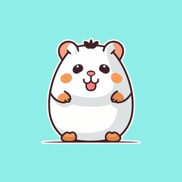 Cute White Hamster Doodle Stock Illustration