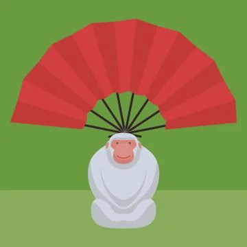 Cute white monkey. Happy New Year 2016. Vector Illustration Stock Illustration
