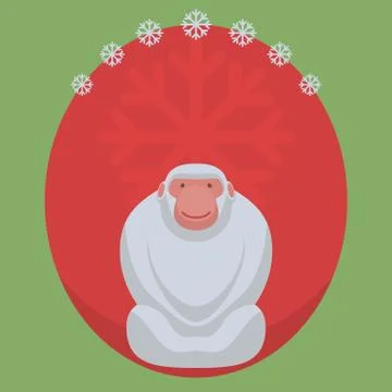 Cute white monkey. Happy New Year 2016. Vector Illustration 스톡 일러스트