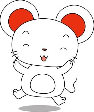 Cute white mouse mascot character Stock Illustration