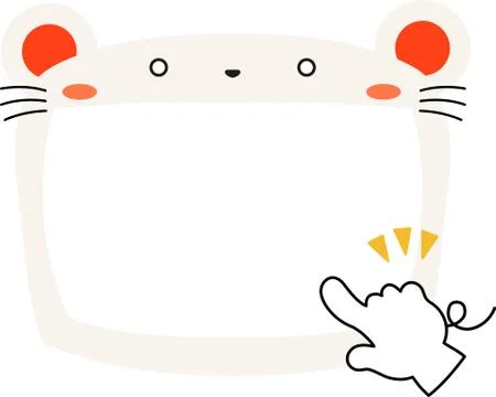 Cute white mouse whiteboard Stock Illustration