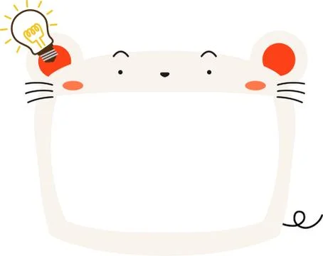 Cute white mouse whiteboard Stock Illustration