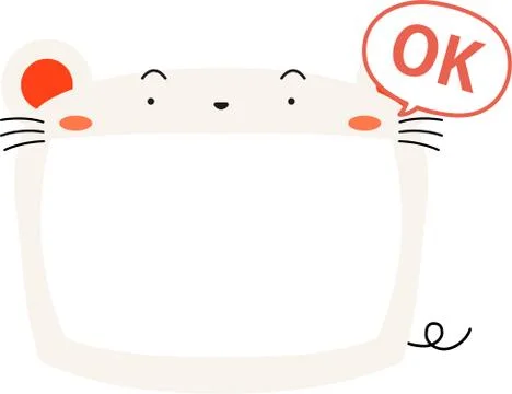 Cute white mouse whiteboard Stock Illustration