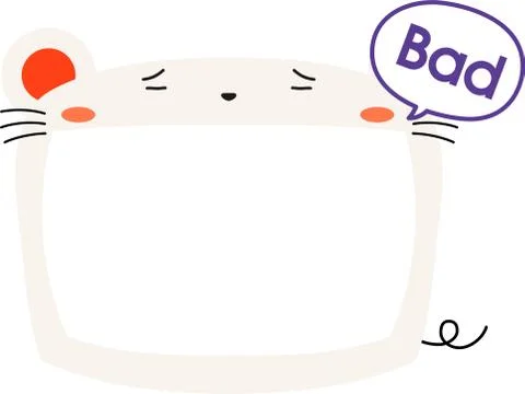 Cute white mouse whiteboard Stock Illustration