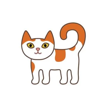Cute white orange cat vector simple cartoon pet illustration isolated Illustrazione stock