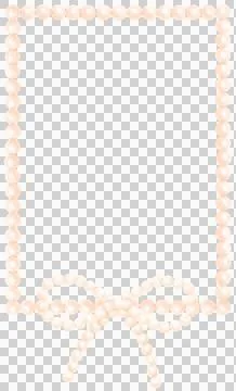 Cute White Pearl Rectangle frame shape with ribbon bow watercolor Stock Illustration