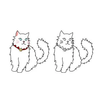 Cute White Persian Cat. Vector Illustration. Stock Illustration