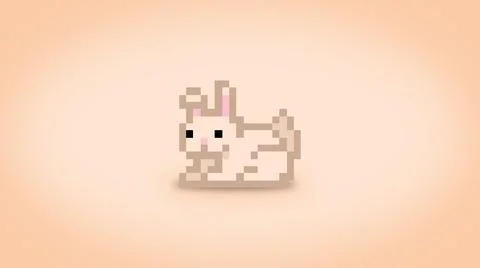 Cute white pixel rabbit background - high res 8 bit wallpaper Stock Illustration