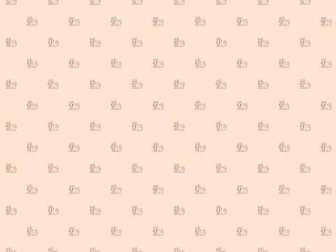 Cute white pixel rabbit background - high res seamless pattern Stock Illustration