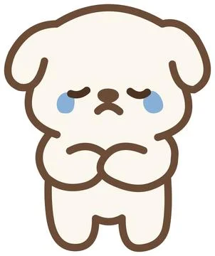 Cute White Puppy Crying Stock Illustration